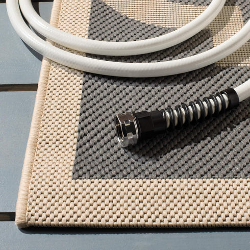 2' 3'7", (CY6243-246) SAFAVIEH Washable Rug Outdoor Courtyard Collection - x Grey & Beige, Non-Shedding & Easy