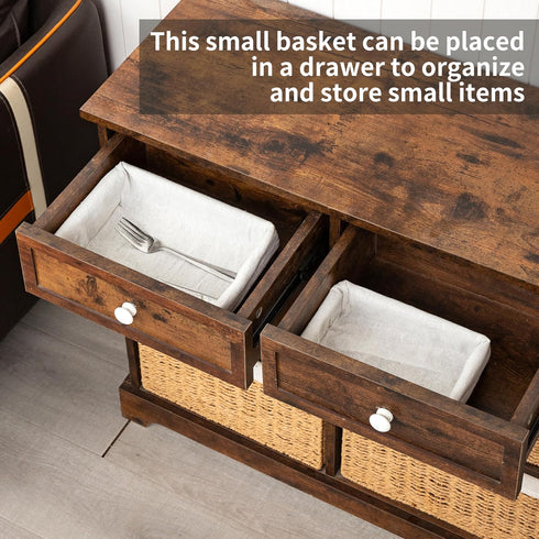 Countertop Set 2 Small Storage Basket With Liner,Wicker Decorative Basket for coffee table,RectangleTray,Bathroom