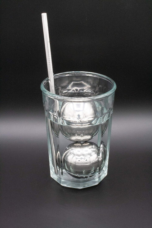 Cestari Whiskey Ball - Reusable Stainless Steel Ice Spheres, Chill Your Scotch, Vodka, Wine - Set of 2 Drink Coolers