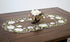 Beautiful White Magnolia Floral Design Table Runner with Green Leaves, Embroidered Cutwork Edges