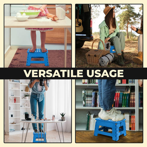 Utopia Home Folding Step Stool, Lightweight Plastic Foot Stool, 9 Inch Height, Holds Up to 300 lbs, Pack of 1 (Blue)