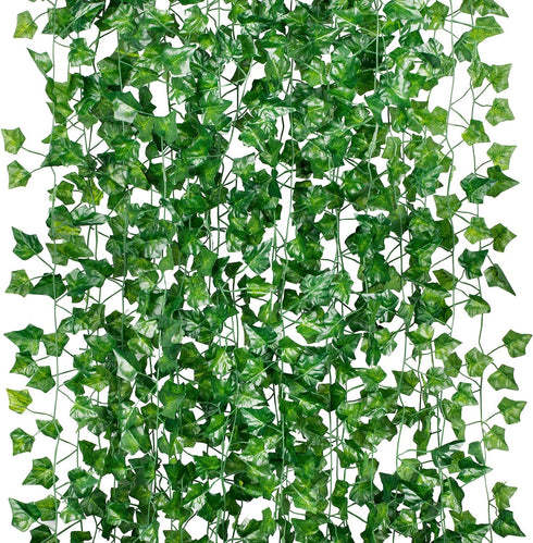 GPARK 84ft Artificial Ivy Garland - 12 Pack, 82 inch Hanging Leaves for Wedding, Party, Garden, Outdoor Decor