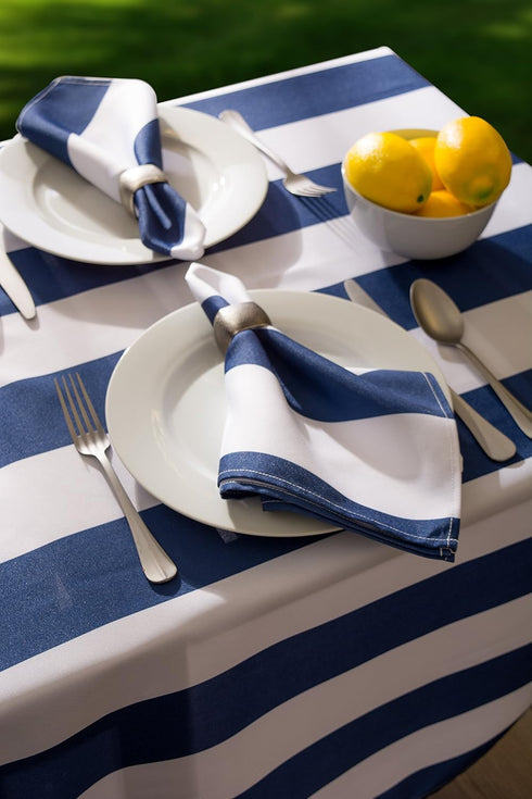 DII Cabana Stripe Outdoor Tabletop Collection, Water Resistant Napkin (Set of 6), Nautical Blue