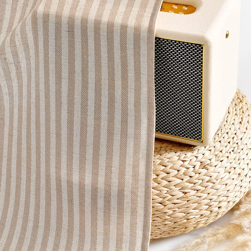 Vangao Stripe Farmhouse Kitchen Curtains 24 Inch Length Linen Blend Cafe Curtains, Semi-Sheer Small Window Treatments