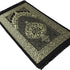 Modefa Islamic Prayer Rug Thin Woven Chenille and Taffeta Turkish Sajadah Intricate Design Metallic Ottoman Mat (Black