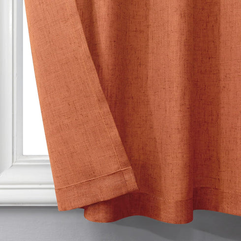 Pitalk Burnt Orange Boho Country Kitchen Curtains, 36 Inch Length, 2 Panels, Back Tab Pocket, Semi Translucent Linen