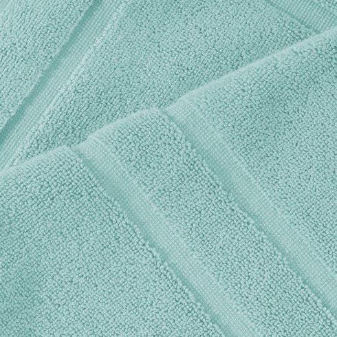 Feather & Stitch 2 Piece Bath Mats (30x21 Inch), 100% Cotton Terry, Non-Slip Soft Absorbent Washable Mats - Sea Foam