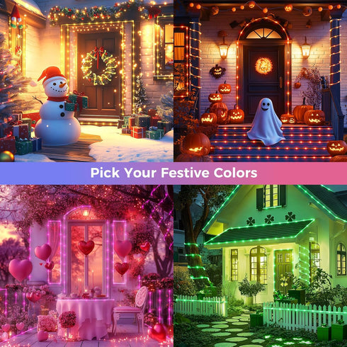33FT 100 Bedroom,16 Minetom Color Changing Rope Lights Outdoor, LED String Lights with Plug & Remote, Waterproof