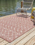 Unique Loom Outdoor Trellis Collection Area Rug, Tribal Trellis 2' x 3' 1" Rectangle Rust Red/Ivory