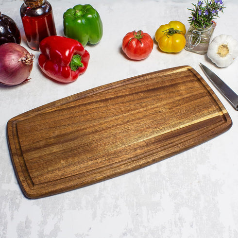 Acacia Wood Cutting Board with Juice Groove, 15-3/4" x 7-7/8" for Kitchen