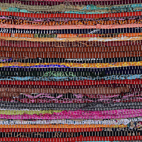 Marubhumi Reversible Chindi Rug, 100% Recycled Cotton, Multi Colors, 20"x32" for Bedroom, Living Room, Kitchen