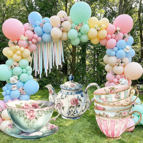 3 Amyhill Pcs Large Wonderland Tea Party Decorations Wonderland Garden Yard Sign Teapot Teacup Tea Bowl Cardboard