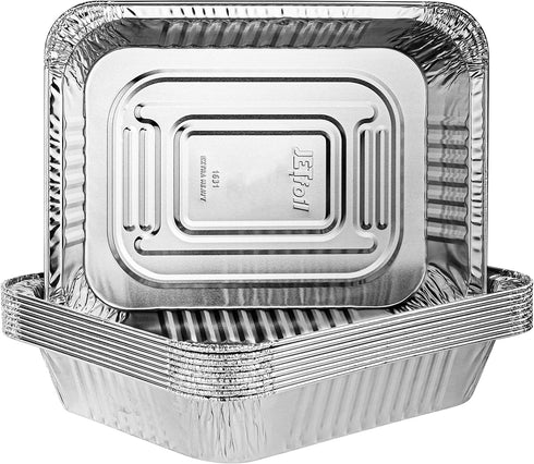 PLASTICPRO Disposable 9 x 13 Heavy Weight Aluminum Foil Pans, Pack of 10 for Baking Cakes, Bread