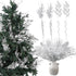 Thiccywoov 40 Pack Sliver Christmas Picks and Sprays for Tree 17.5'' Artificial Glitter