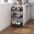 3-Tier Rolling Utility Cart - Black with Caster Wheels