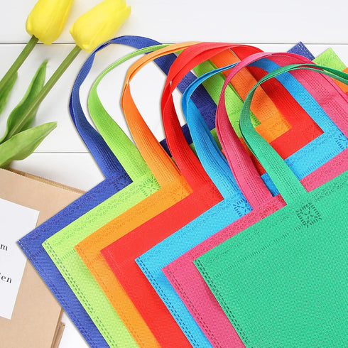 Reusable Gift Bag with Handles, 22 Pcs Large Tote Bags Bulk, 11 Colors for Shopping, Groceries, Birthday Party