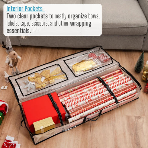 2 Pack 40 Inches 24 (2 Pack) VENO Clear Wrapping Paper Organizer Storage Box for Christmas Gift Bags and Holiday