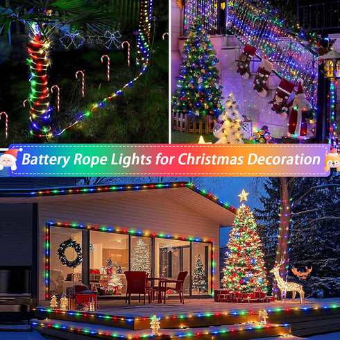 2 Pack 200 8 JMEXSUSS Battery Operated String Lights Outdoor, Total LED Modes Battery Powered Rope Lights with Remote