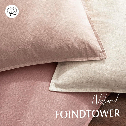 Pack 2, 26 26 Inch Foindtower of Decorative Linen Soild Throw Pillow Covers Soft Accent Cushion Euro Case Boho