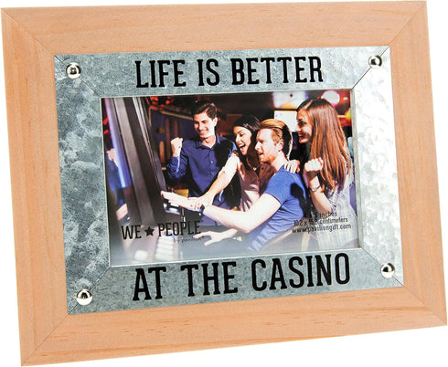Pavilion Gift Company Casino People Photo Frame, 9.5" x 7.5", Self-Standing Gambling Desk Home Decor