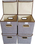 Storage Bin Set of 4, Linen Fabric Foldable Containers with Lid, Collapsible Organizer Boxes