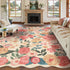 PureCozy 5x7 Washable Floral Area Rug Beige Living Room Carpet Scalloped Flower Non Slip Soft Bedroom Rug Farmhouse Low