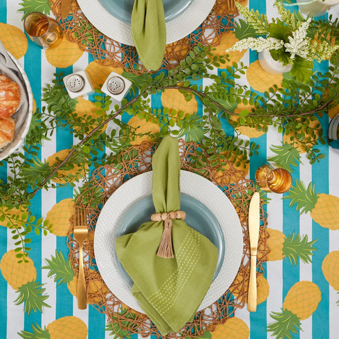 DII Flannel Backed Outdoor Vinyl Collection, Machine Washable Tablecloth, 60 x 120, Pineapple