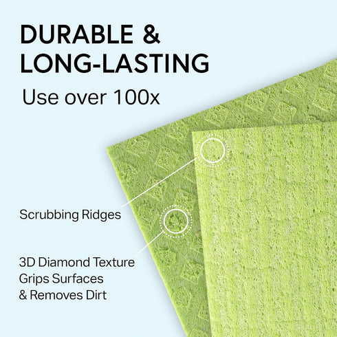 8" 7" 10 Pack Swedish Wholesale Dishcloths Reusable x Sponge Cloths, Bulk of High Absorbent Cellulose Dish & Kitchen