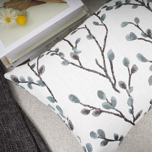 YOUR SMILE Classical Embroidery Jacquard Chenille Decorative Throw Pillow Case, 12x20 inch, Teal Leaf