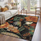 Tyrot Vintage Black Boho Floral 3x5 Washable Area Rug Linen-Look Ultra-Thin Low