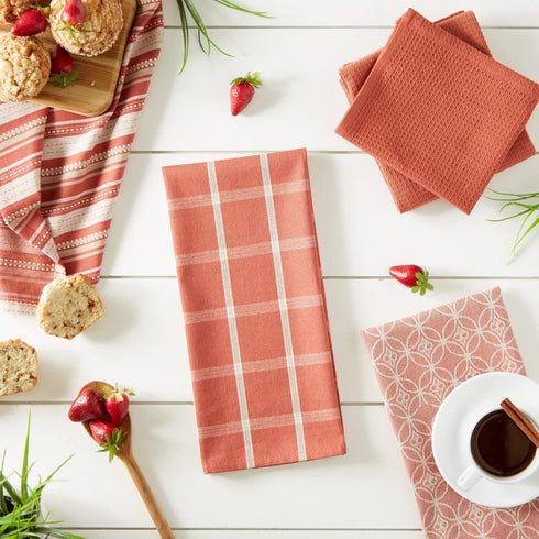 DII Assorted Woven Kitchen Set, 5 Piece - Dishtowel 18x28, Dishcloth 13x13, Spice