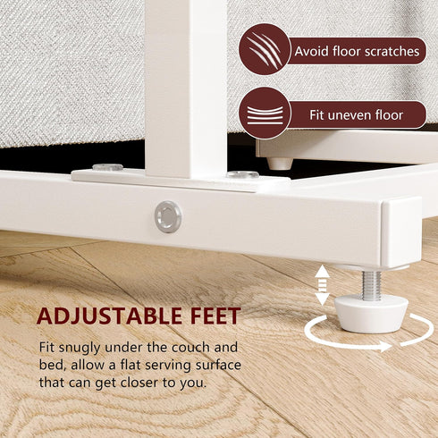 LET501W C Shaped End Table, Side Table for Sofa, Small TV Tray, Couch Table with Storage Bag for Small Space, Living