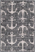 Unique Loom Outdoor Coastal Collection Area Rug - Ahoy (2' 2" x 3' 1" Rectangle, Charcoal/ Ivory) by Unique Loom