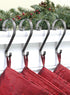 Haute Decor Stocking Scrolls Hanger - 4 Pack Holly Embossed (Pewter) - Christmas Stocking Holder