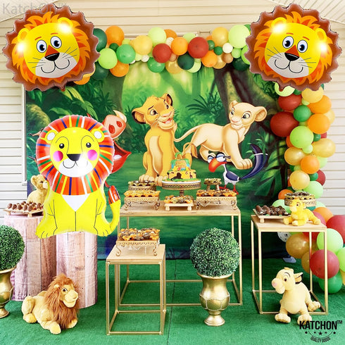 KatchOn Lion Balloons for Birthday Party - Giant 30 Inch, Pack of 3, Foil Mylar Decorations for Safari Animal Theme