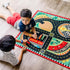 Race Track Play Rug with Wooden Cars for Kids
