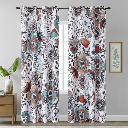 Estelar Textiler Vintage Garden Plants Herbs Print Blackout Curtains Pack of 2,Bohemian
