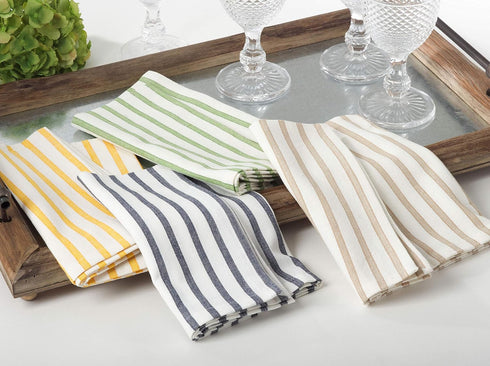 Saro Lifestyle Striped Design Cotton Table Napkin, Set of 4, 20", Yellow