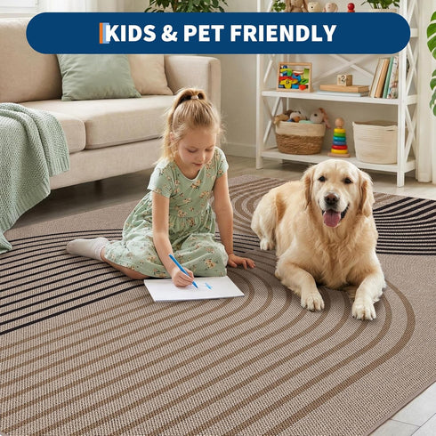 COZYLOOM 2x6 Striped Kitchen Rugs Non Slip Washable, Easy Jute Runner Rug for Hallway, Non Shedding Stain Resistant