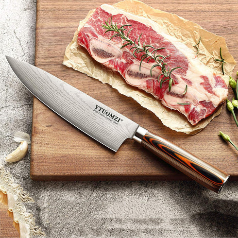 Razor-Sharp Chef Knife, 8-inch High Carbon Stainless Steel Chef's Knife for Home Kitchen & Restaurant, with Sheath &