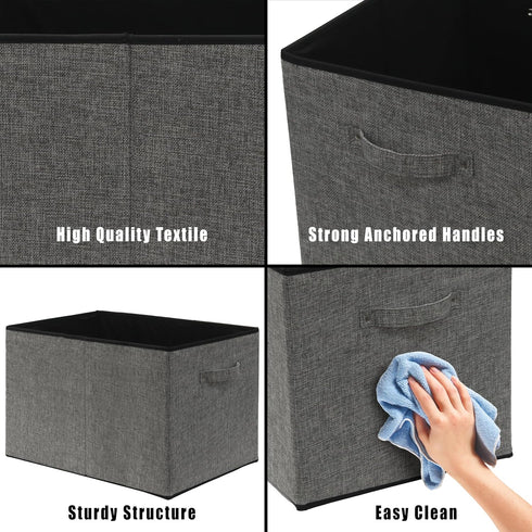 Simple Houseware Extra Large Fabric Storage Bin Basket with Handles, Dark Gray, 2 Pack.