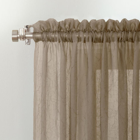 No. 918 Erica Crushed Sheer Voile Curtain Panel, 51" x 84", Taupe, Rod Pocket