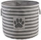 Bone Dry Pet Storage Collection Large Round Bin with Striped Paw Patch, Gray