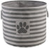 Bone Dry Pet Storage Collection Large Round Bin with Striped Paw Patch, Gray