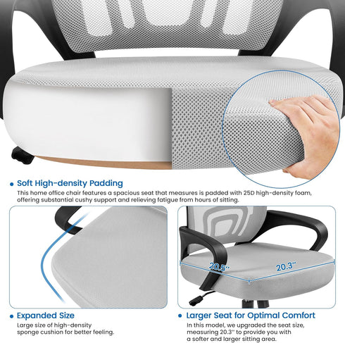 Yaheetech Ergonomic Office Chair, Mid Back Computer Chair with Lumbar Support, Adjustable Rolling Swivel