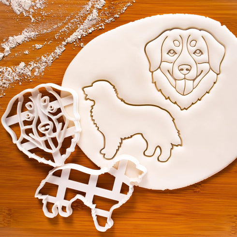 Set of 2 Bernese Mountain Dog Cookie Cutters, Face and Silhouette Designs, 2 Pieces - Bakerlogy