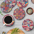 Set 6, Britimes Coaster for Drinks of Vintage Ottoman Flower Mexican Mandala Table Absorbent Round Ceramic Stone Mat