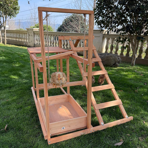 3-4 (34.5" 27.5" 31.5" Chicken Activity Play Perches for Poultry Run, Swing Stand, Wood Chicken Toy for Birds, Wooden