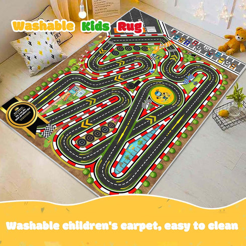 31''X47'' Kids Racing Rug Car Road Kid Rug Carpet Playmat for Playoom Traffic Road Kid Play Mat for BedroomKids