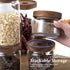 300ML Clear Glass Storage Canister Holder with Airtight Wood Lid, Modern Decorative Small Jar for Coffee, Spice